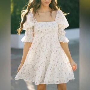 The Impeccable Pig White floral mini dress‎